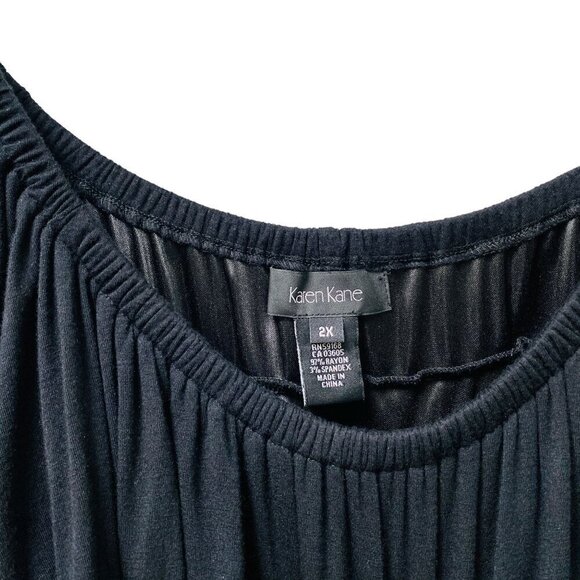 KAREN KANE Flowy Top Plus Size 2X Black Gold Sequined Ruffled Tier Peasant Tunic - Picture 7 of 9